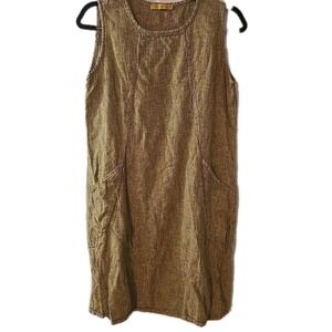 Cut Loose Womens‎ Small Linen Blend Sleeveless Midi Pockets Casual Summer Dress